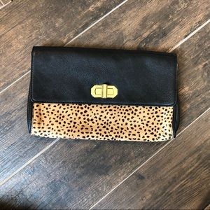 Leopard and Black Banana Republic Clutch